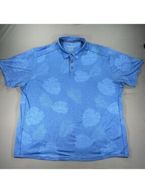 Tommy Bahama Island Zone Golf Polo Shirt Men 2XLB Blue Floral Breathable Stretch